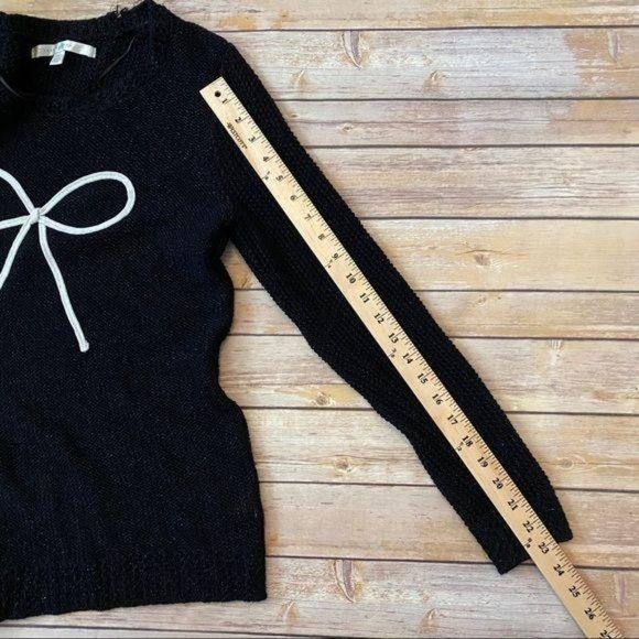 Lauren Conrad Black Sparkle Bow Crew Sweater M - Picture 11 of 13